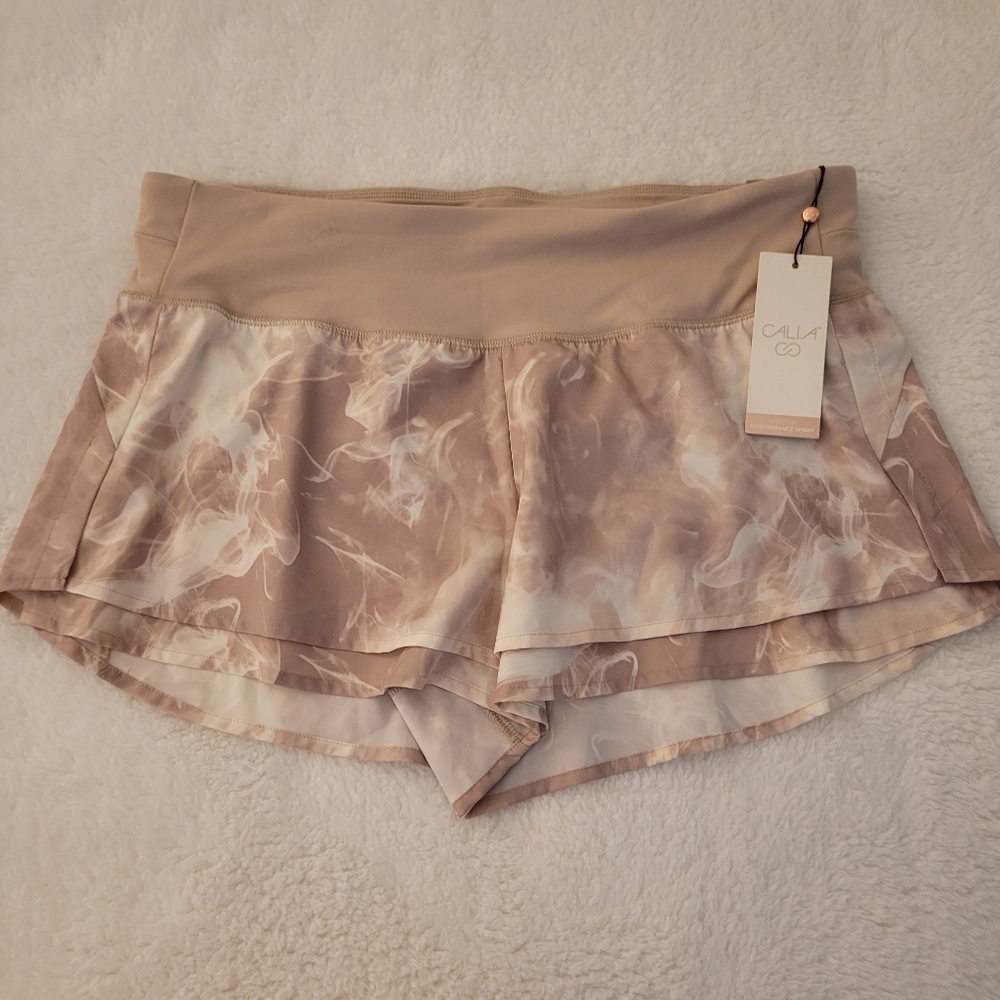 Calia Kick It Up Performance Short Beige and White Athletic Size L
